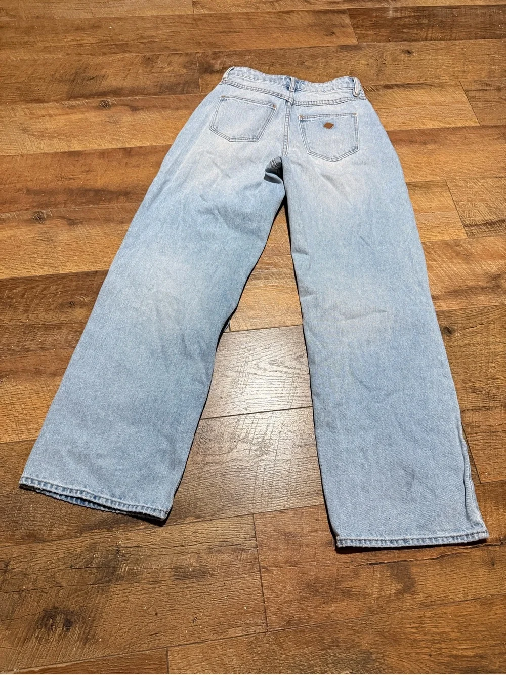 Abrand A 95 Mid Baggy Light Wash Distressed Wide Leg Denim Pants Womens Size 25